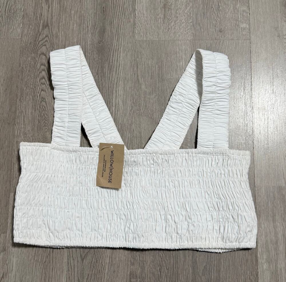 Aureum New With Tags Women's So Immaculate Shirred White Crop Top Size Large
